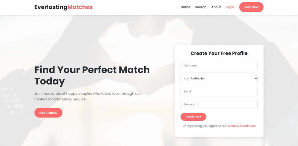 Free Matrimonial Website Template - Responsive HTML5/CSS3 Matchmaking Design