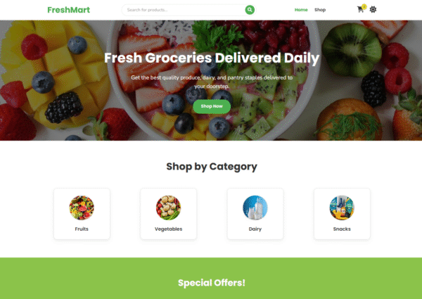 Grocery Website Template Product Grid – Modern Grocery Store Layout