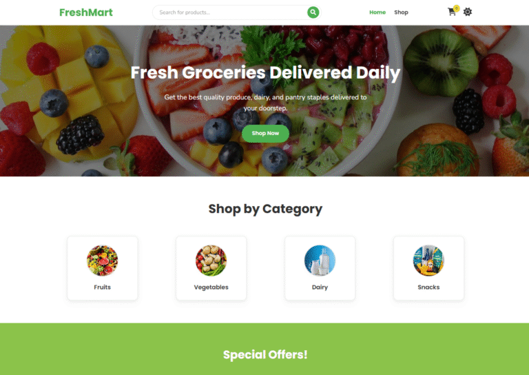 Grocery Website Template Product Grid – Modern Grocery Store Layout