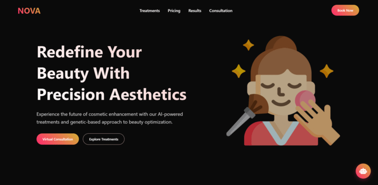 NOVA salon website template preview showing futuristic design and responsive layout.